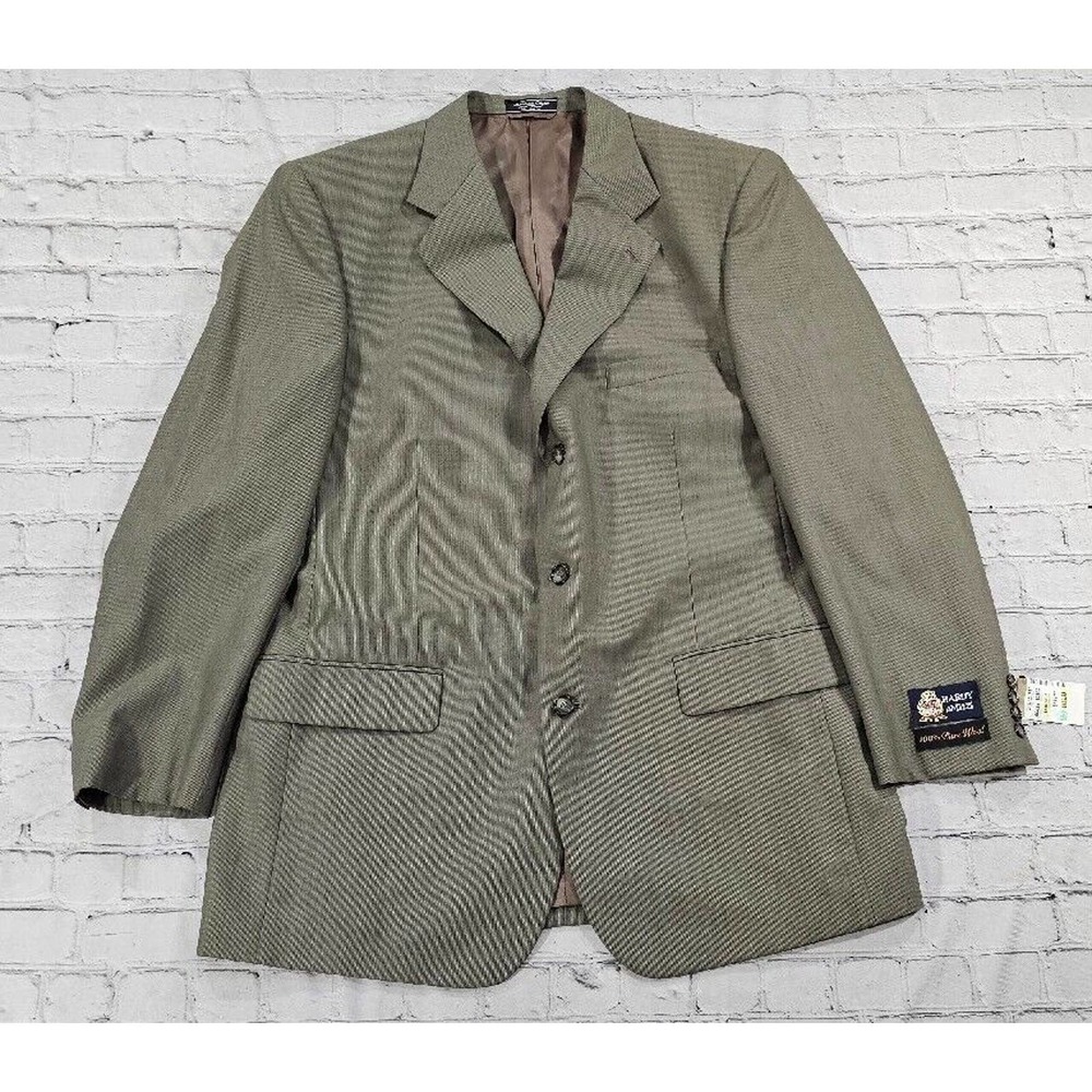VINTAGE Hardy Amies 100% Worsted Wool Gray Suit Jacket Blazer MENS SIZE 44L